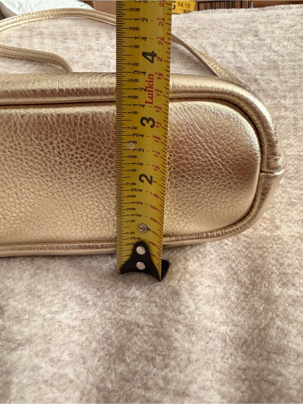 Madewell Bright Shiny Metallic Gold Pebbled Leather Crossbody Bag #303 - Picture 16 of 17